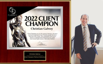 Christian Gabroy has been awarded the 2022 Client Champion Platinum Award